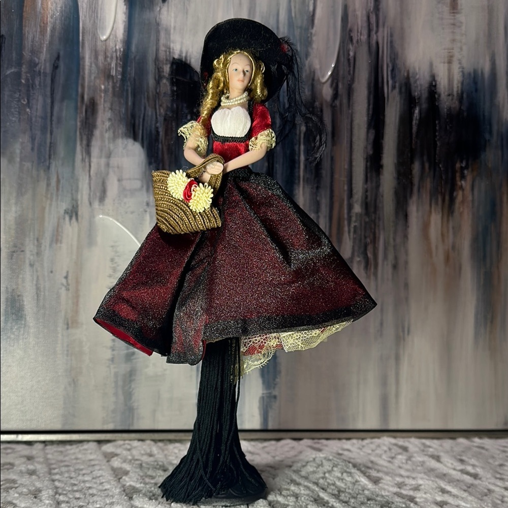 Vintage Porcelain Victorian Dresser Half Doll or Tassel Doll Stand & Hang Option